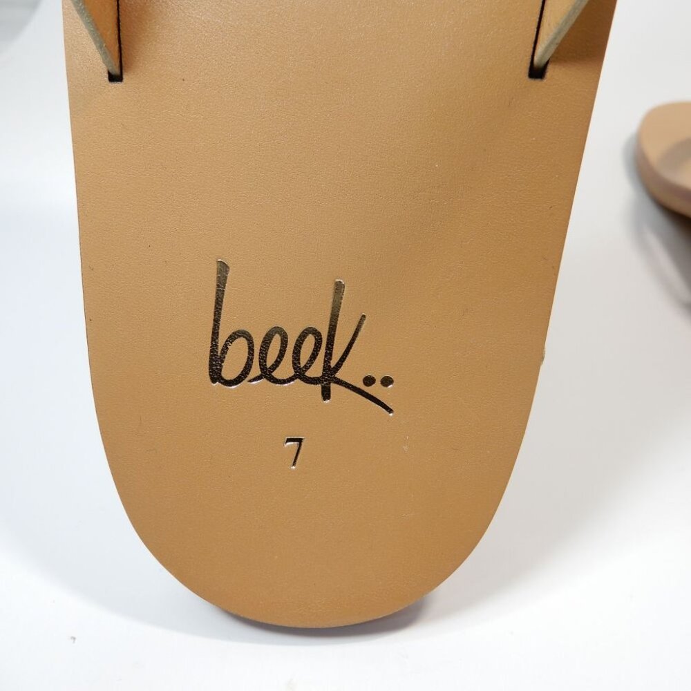 Beek Seabird Thong Flip Flop Slide SANDALS Size 7 Platinum Honey Leather NEW - Picture 11 of 14